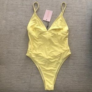 Missguided high leg one piece bathing suit